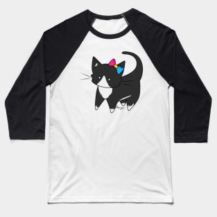 Pansexual Pride Tuxedo Kitty Ear Bow Baseball T-Shirt